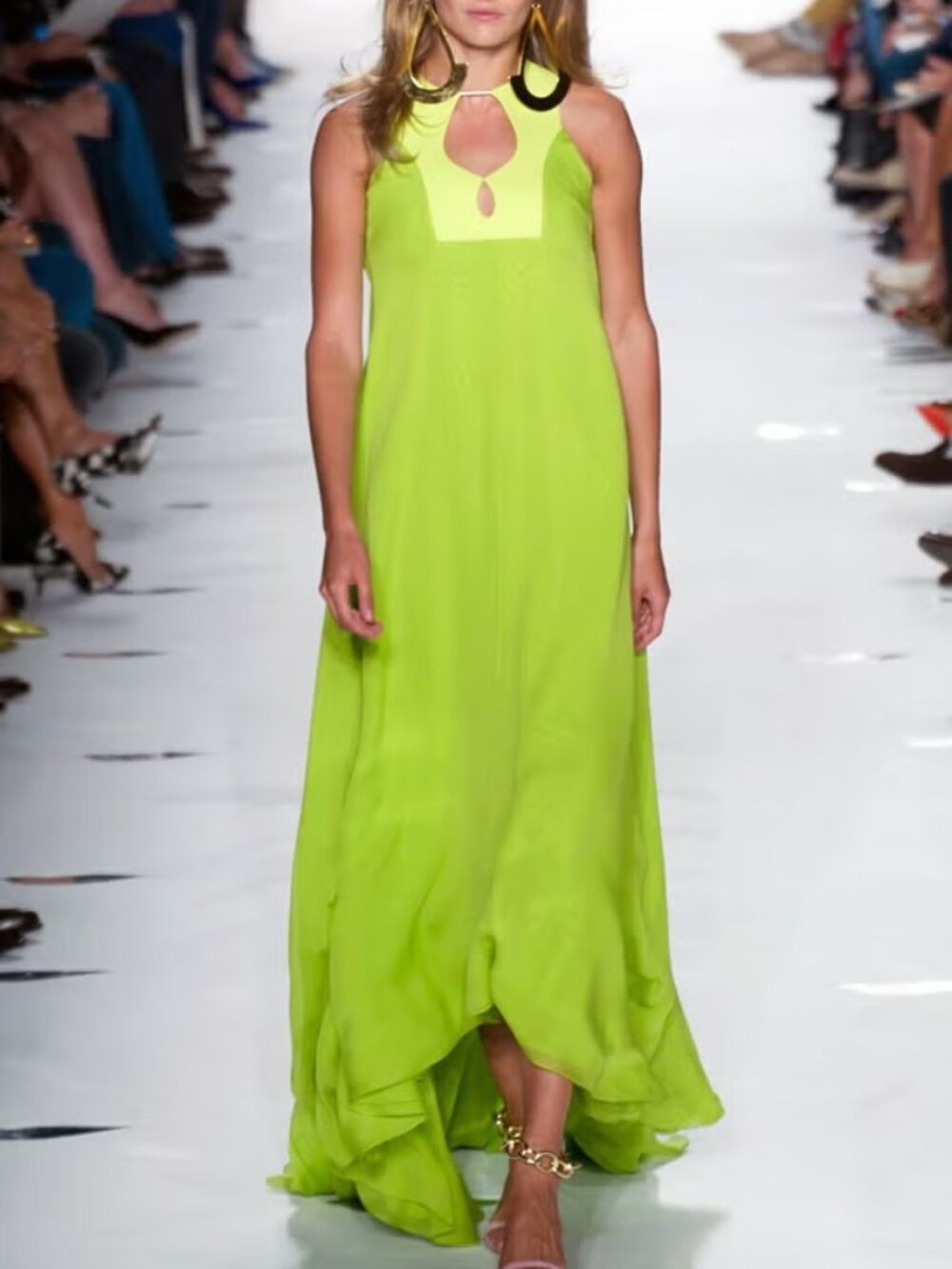 Diane von Furstenberg lime green sleeveless maxi dress